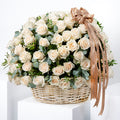 Casa Fiore 100 White Roses Basket