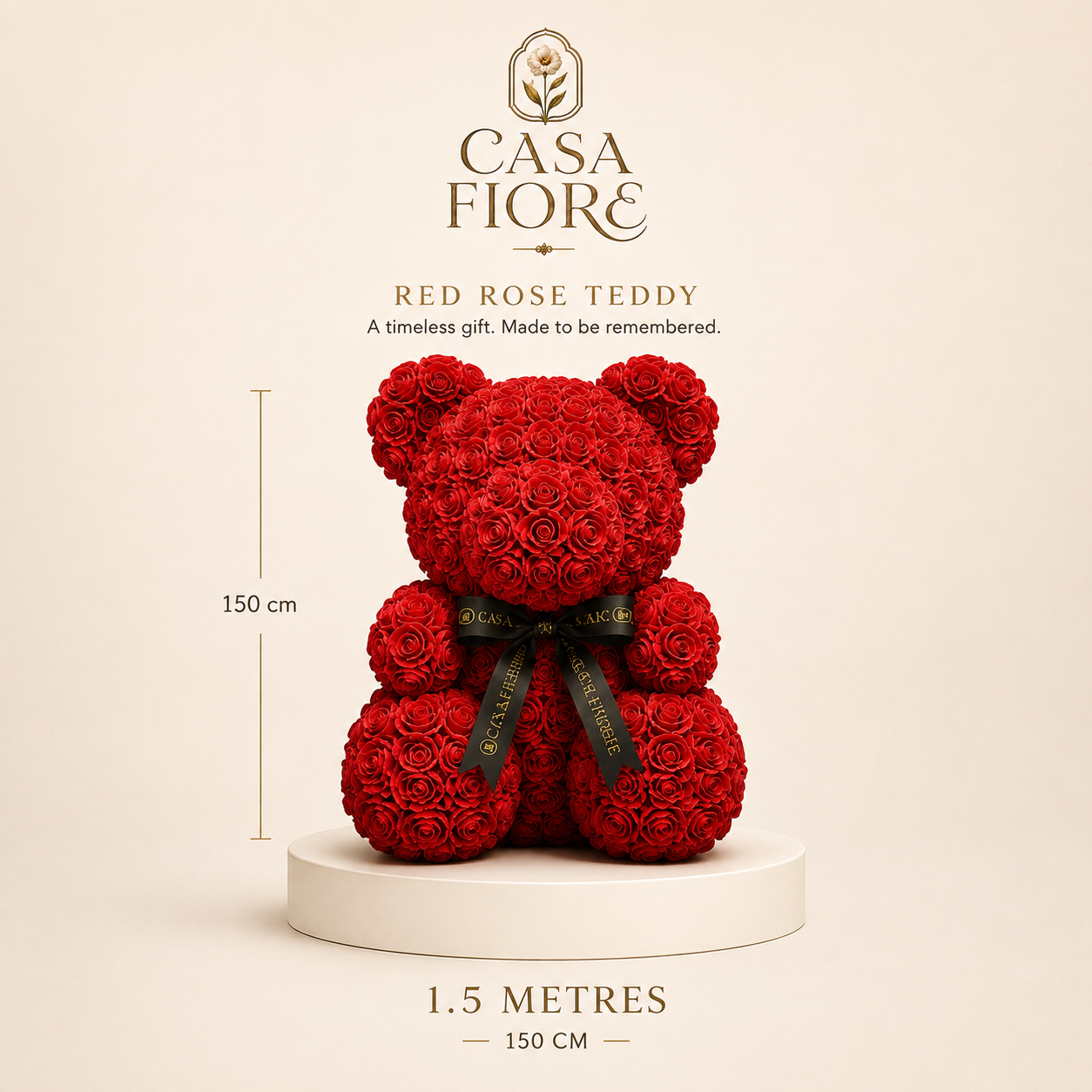 Casa Fiore Red Rose Teddy 1.5 Metres - size card 150 cm