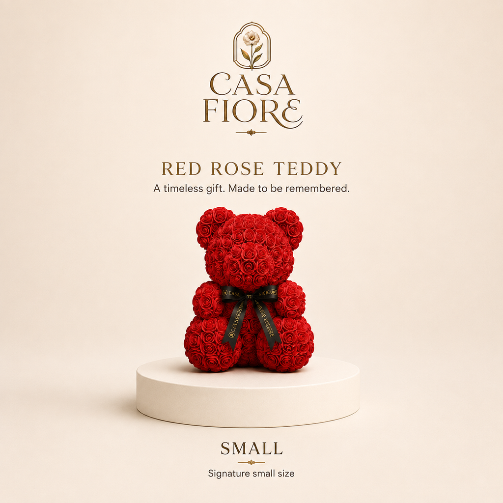 Casa Fiore Red Rose Teddy Small - size card