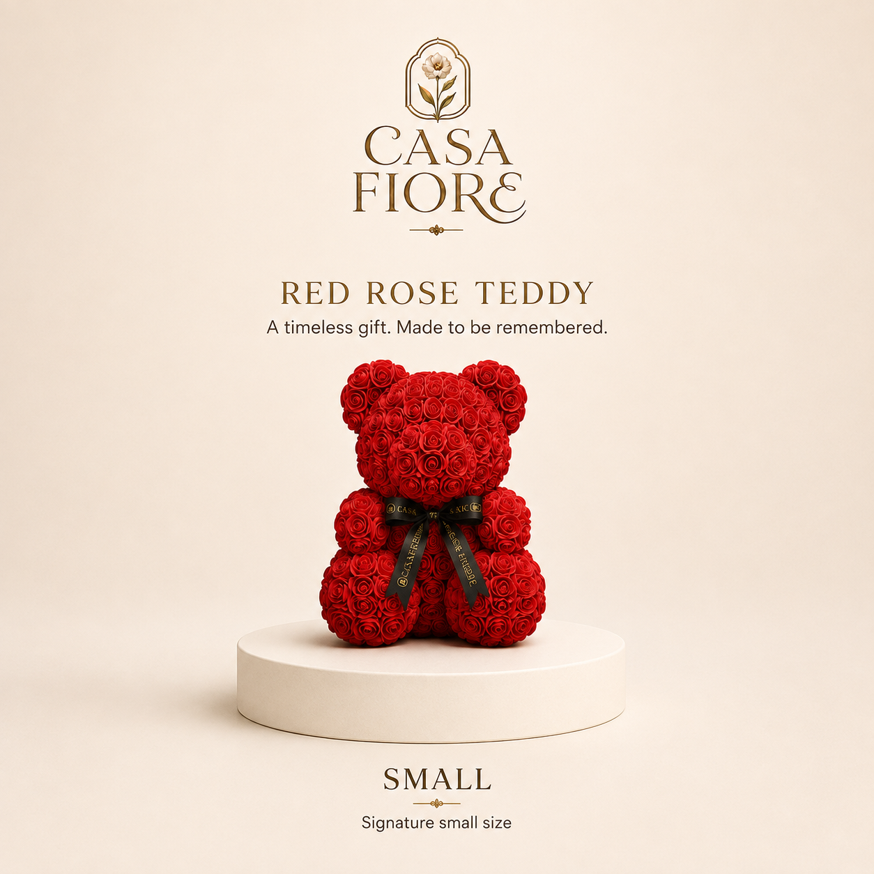 Casa Fiore Red Rose Teddy Small - size card