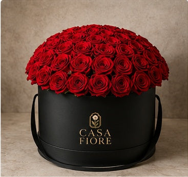 Casa Fiore red roses hatbox